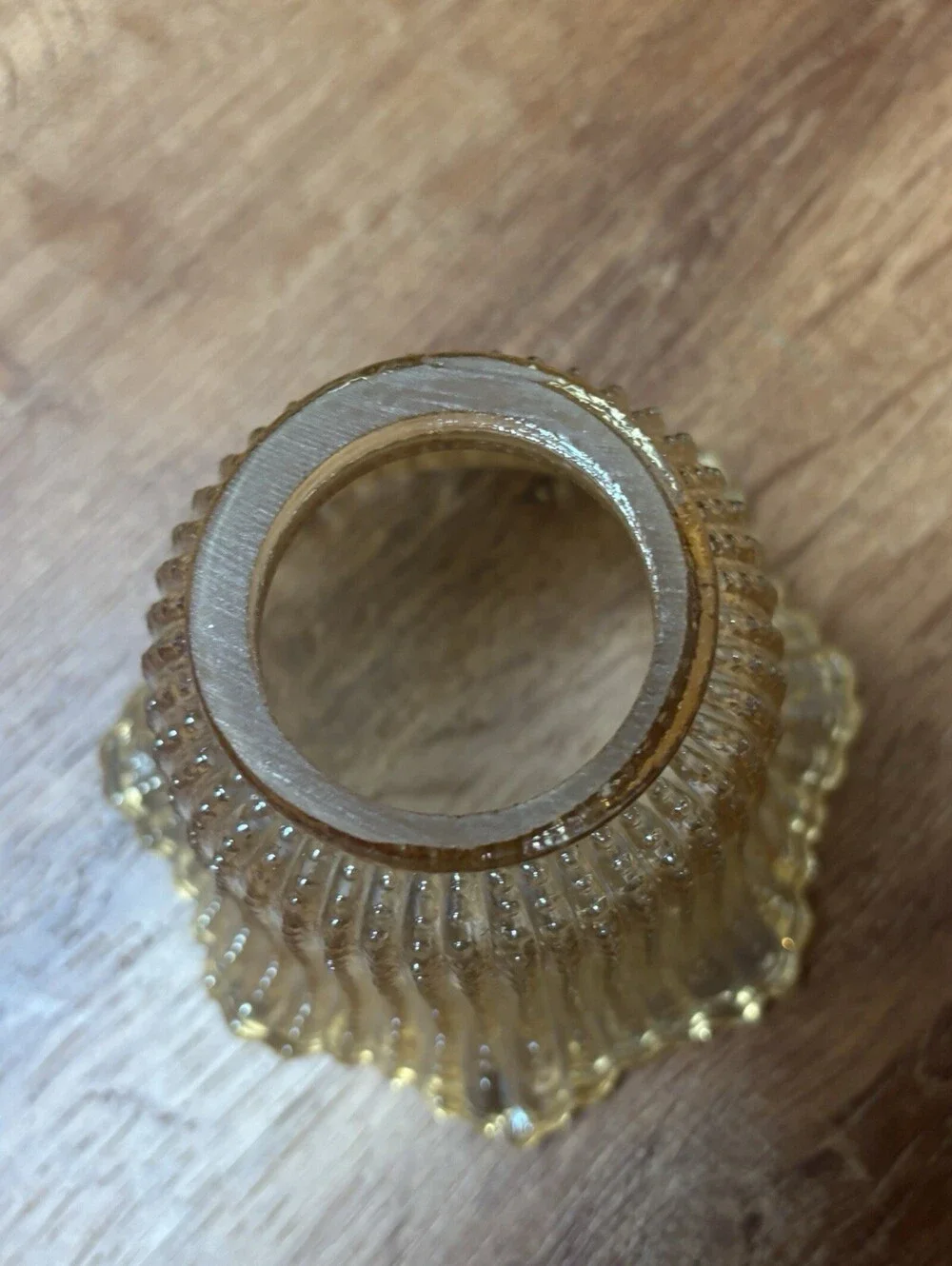 Vintage Clear Amber Glass Fairy Lamp Shade Hobnail Fluted Scalloped Small